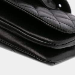 Chanel Black Quilted Lambskin Butterfly Clutch With Chain