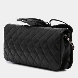 Chanel Black Quilted Lambskin Butterfly Clutch With Chain