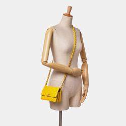 Chanel Yellow Quilted Lambskin Candy Chain Clutch with Chain