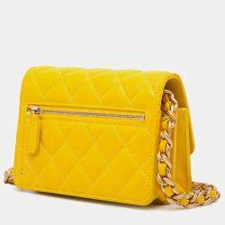 Chanel Yellow Quilted Lambskin Candy Chain Clutch with Chain