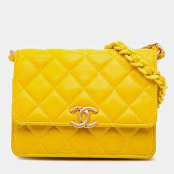 Chanel Yellow Quilted Lambskin Candy Chain Clutch with Chain
