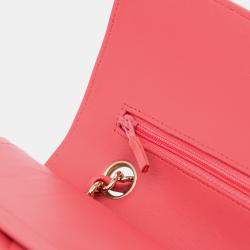 Pre Owned Chanel Pink Medium Classic Chevron Lambskin Double Flap Bag