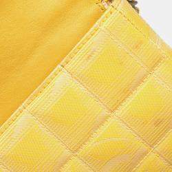 Pre Owned Chanel Yellow New Travel Line Nylon East West Flap Bag