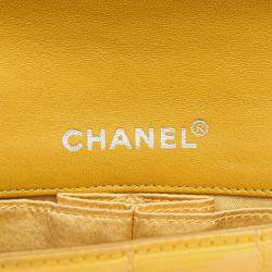 Pre Owned Chanel Yellow New Travel Line Nylon East West Flap Bag