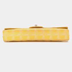 Pre Owned Chanel Yellow New Travel Line Nylon East West Flap Bag