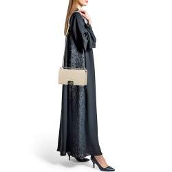 Pre Owned Chanel Beige Glazed Leather Medium Boy Flap Bag
