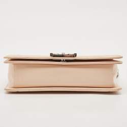 Pre Owned Chanel Beige Glazed Leather Medium Boy Flap Bag