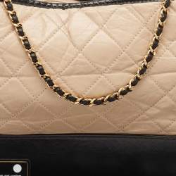 Chanel Beige/Black Quilted Aged Leather Medium Gabrielle Hobo