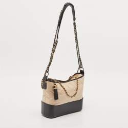 Chanel Beige/Black Quilted Aged Leather Medium Gabrielle Hobo