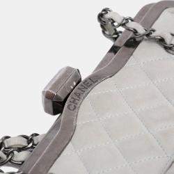 Chanel Grey Iridescent Quilted Calfskin Chic Frame Satchel