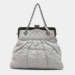 Chanel Grey Iridescent Quilted Calfskin Chic Frame Satchel