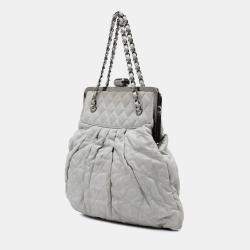 Chanel Grey Iridescent Quilted Calfskin Chic Frame Satchel