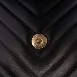 Chanel Black CC Chevron Lambskin Square Wallet On Chain