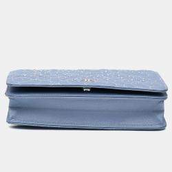 Chanel Purple Studded Lambskin Camellia Wallet On Chain