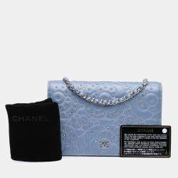 Chanel Purple Studded Lambskin Camellia Wallet On Chain