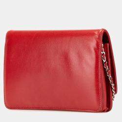 Chanel Red CC Calfskin Wallet On Chain