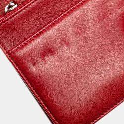 Chanel Red CC Calfskin Wallet On Chain