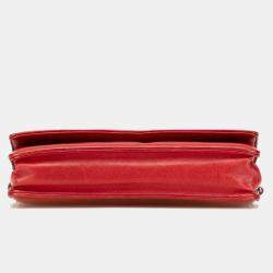 Chanel Red CC Calfskin Wallet On Chain
