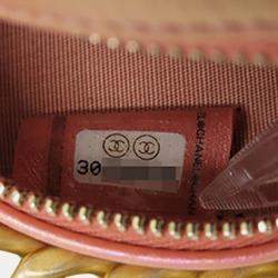 Chanel Pink Iridescent Lambskin 19 Round Clutch with Chain
