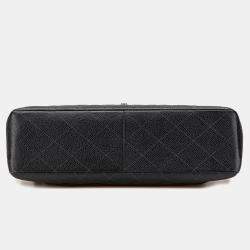 Pre Owned Chanel Black Jumbo Quilted Caviar Single Flap