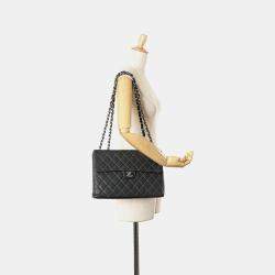 Pre Owned Chanel Black Jumbo Quilted Caviar Single Flap