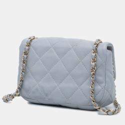 Pre Owned Chanel Grey Mini Calfskin Chain Around Flap