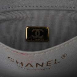 Pre Owned Chanel Grey Mini Calfskin Chain Around Flap