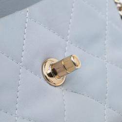 Pre Owned Chanel Grey Mini Calfskin Chain Around Flap