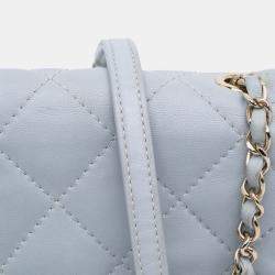 Pre Owned Chanel Grey Mini Calfskin Chain Around Flap