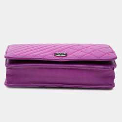 Chanel Purple Lambskin Coco Boy Wallet On Chain