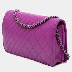 Chanel Purple Lambskin Coco Boy Wallet On Chain