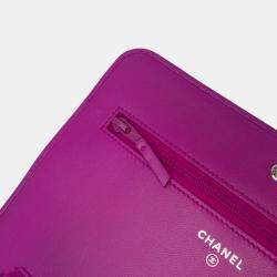 Chanel Purple Lambskin Coco Boy Wallet On Chain