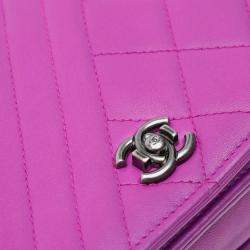 Chanel Purple Lambskin Coco Boy Wallet On Chain