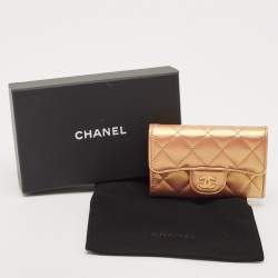 Chanel Gold Iridescent Quilted Leather Classic Card Holder