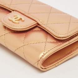 Chanel Gold Iridescent Quilted Leather Classic Card Holder