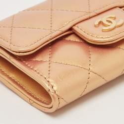 Chanel Gold Iridescent Quilted Leather Classic Card Holder