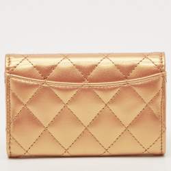 Chanel Gold Iridescent Quilted Leather Classic Card Holder