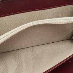 Pre Owned Chanel Burgundy Quilted Patent Leather Zip Around Wallet Organizer