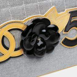 Chanel Grey CC Camellia No. 5 Choco Bar Canvas Tote