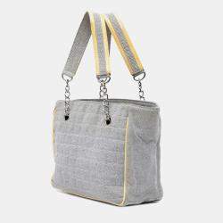 Chanel Grey CC Camellia No. 5 Choco Bar Canvas Tote