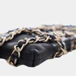 Chanel Black Lambskin Tech Me Out Clutch With Chain