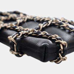 Chanel Black Lambskin Tech Me Out Clutch With Chain