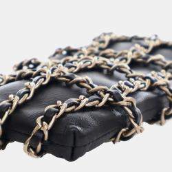 Chanel Black Lambskin Tech Me Out Clutch With Chain