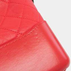 Pre Owned Chanel Coral Red Leather Gabrielle Hobo Bag