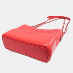 Pre Owned Chanel Coral Red Leather Gabrielle Hobo Bag