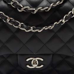 Chanel Black Quilted Leather Large Classic Double Flap Bag