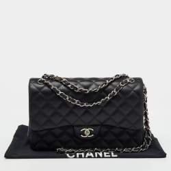Chanel Black Quilted Leather Large Classic Double Flap Bag