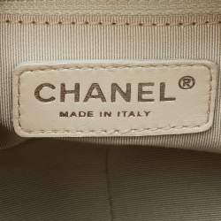 Pre Owned Chanel Off White Quilted Caviar Leather Petite Timeless Shopper Tote Bag