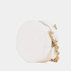 Chanel White Lambskin 19 Round Clutch with Chain