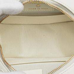 Chanel White Lambskin 19 Round Clutch with Chain
